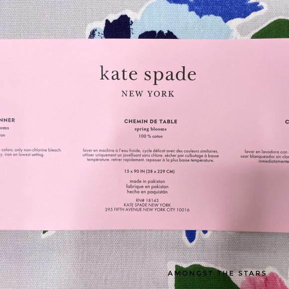 Kate Spade New York Spring Blooms Floral Print Grey 90" Table Runner - Picture 4 of 4